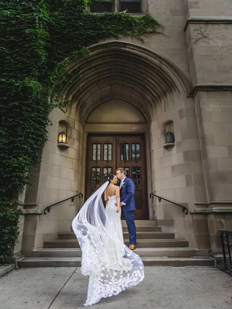 
                      
                        Long Cathedral 3D Flowers Floral Lace  Petals Wedding Bridal Veil
                      
                    