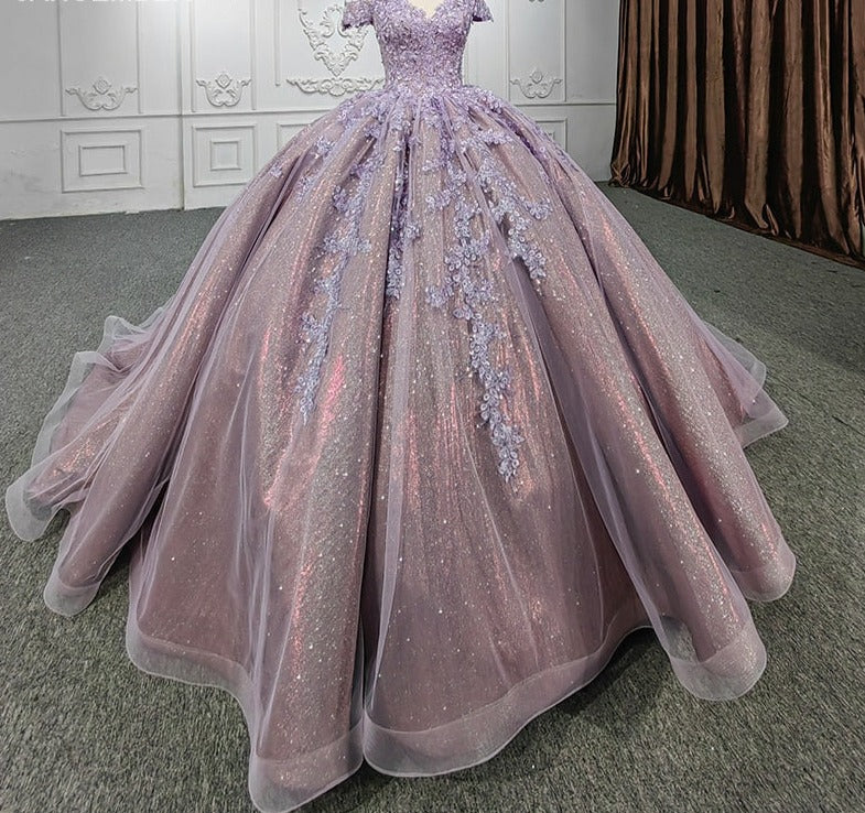 
                      
                        Quinceanera Purple Ball Gown Flower Dress
                      
                    