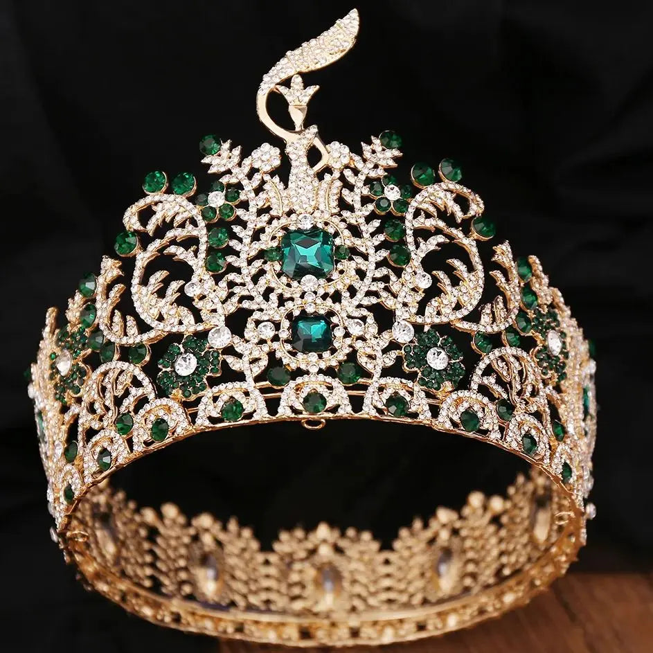 Waving Maiden Full Round Crystal Tiara Crown For Women