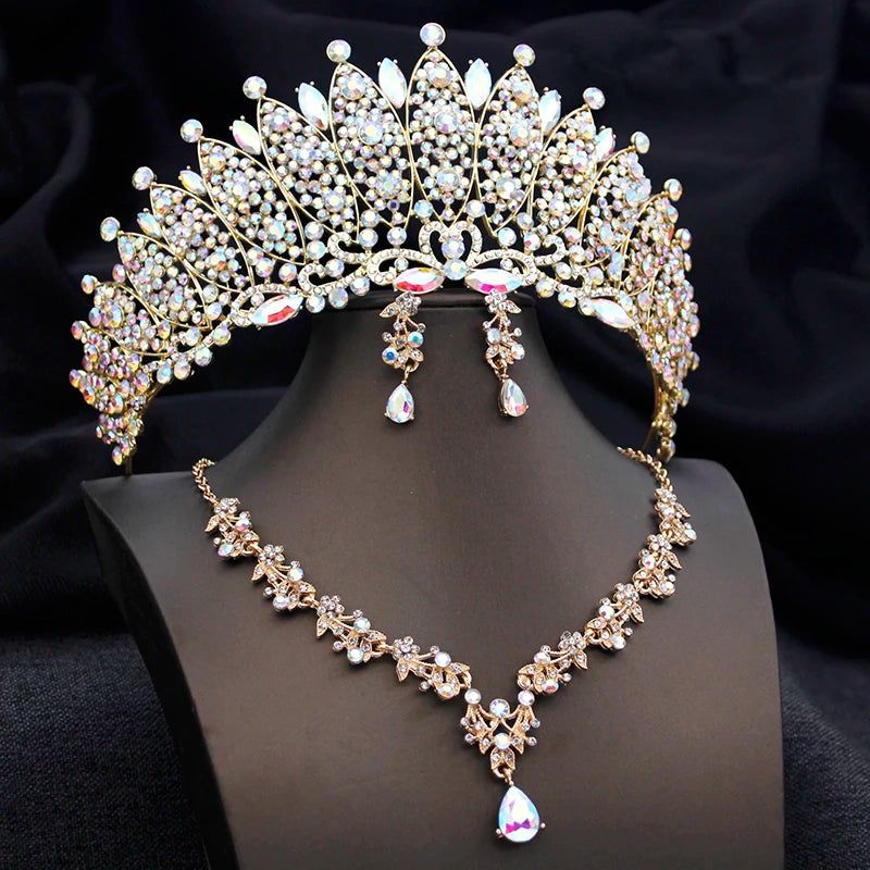 
                      
                        Crown Tiara Earrings Necklace Bridal Jewelry Set Accessories
                      
                    