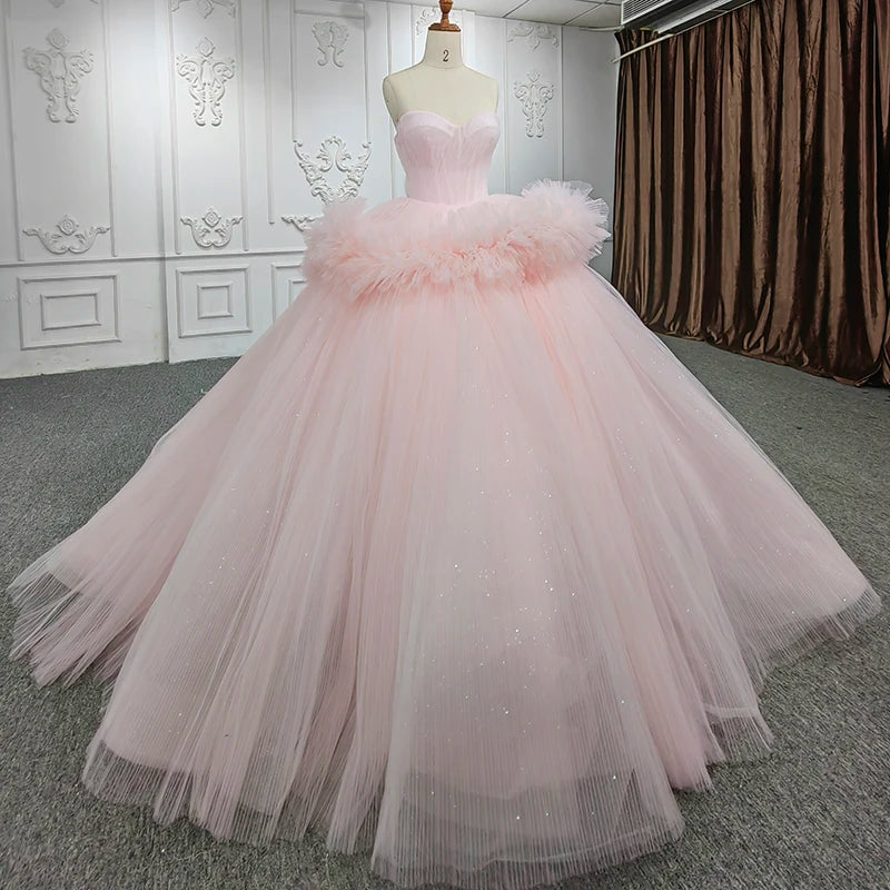 
                      
                        Pink Quinceanera Dress For Girls Strapless Sleeveless Lace Up  Party Ball Gown
                      
                    