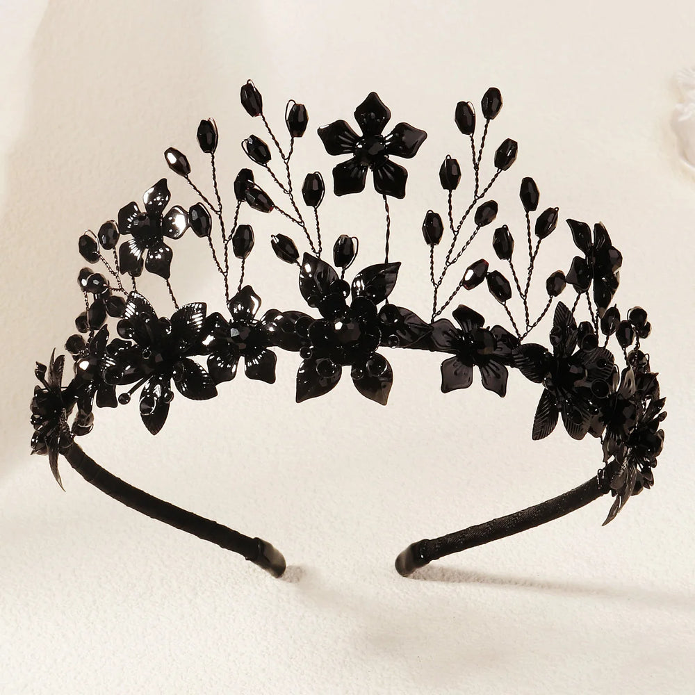 
                      
                        black and red tiara crowns crystal bead on metal frame, party hair accessory
                      
                    