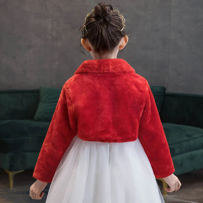 Girls Faux Fur Winter Wedding Party Shrug Bolero Coat