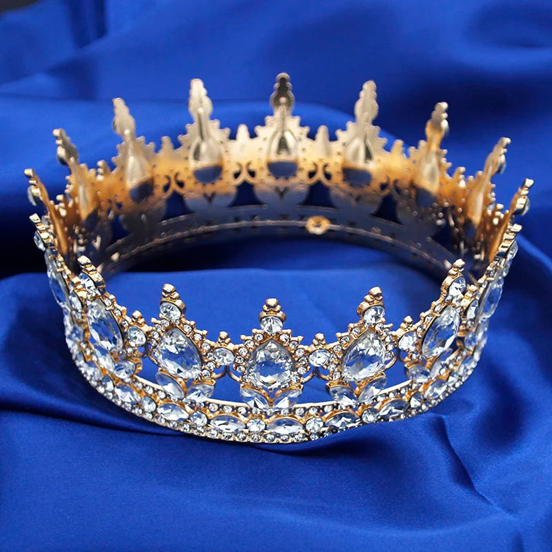 Classic Round Royal Queen King Tiara Crowns Wedding Party Jewelry Accessories