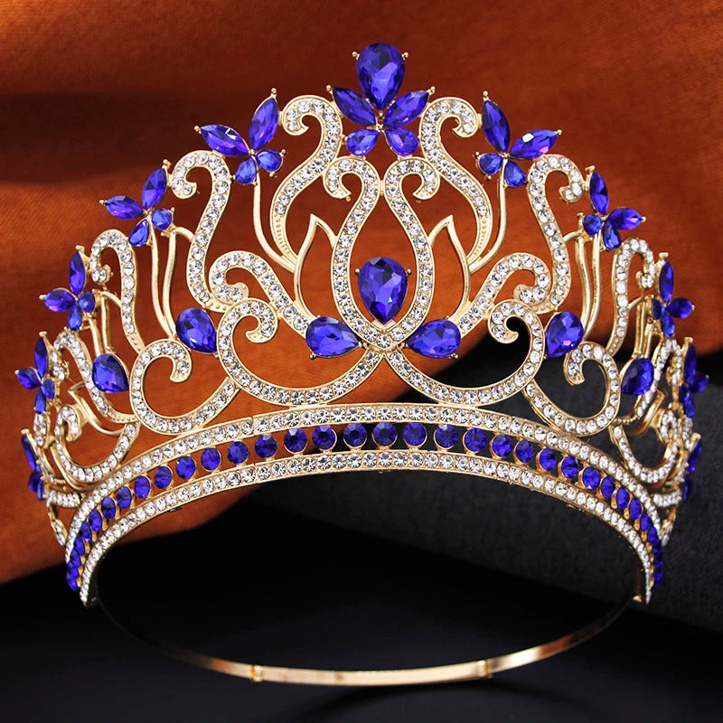 Round Crystal Pageant Crown Tall Tiara Hair Event Accessory, radiate brilliance with this dazzling round crystal pageant crown