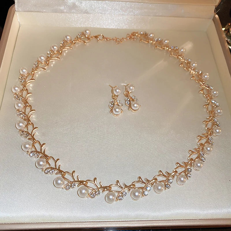 
                      
                        Pearl necklace and earrings jewelry set 
                      
                    