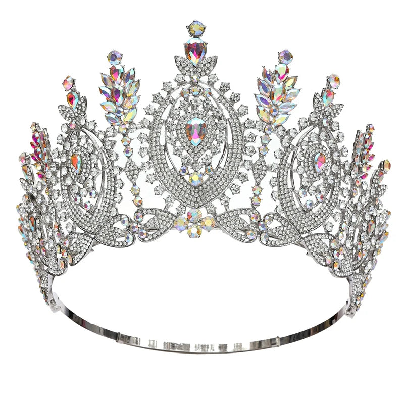 Round Crystal Pageant Crown Winner Tiara Hair Accessories, Command the stage in this show-stopping round crystal tiara that's basically a wearable trophy!