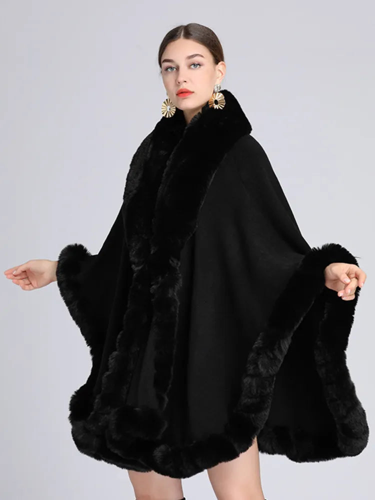 
                      
                        Elegant Imitation Rabbit Fur Cape Women Poncho Shawl Cloak
                      
                    