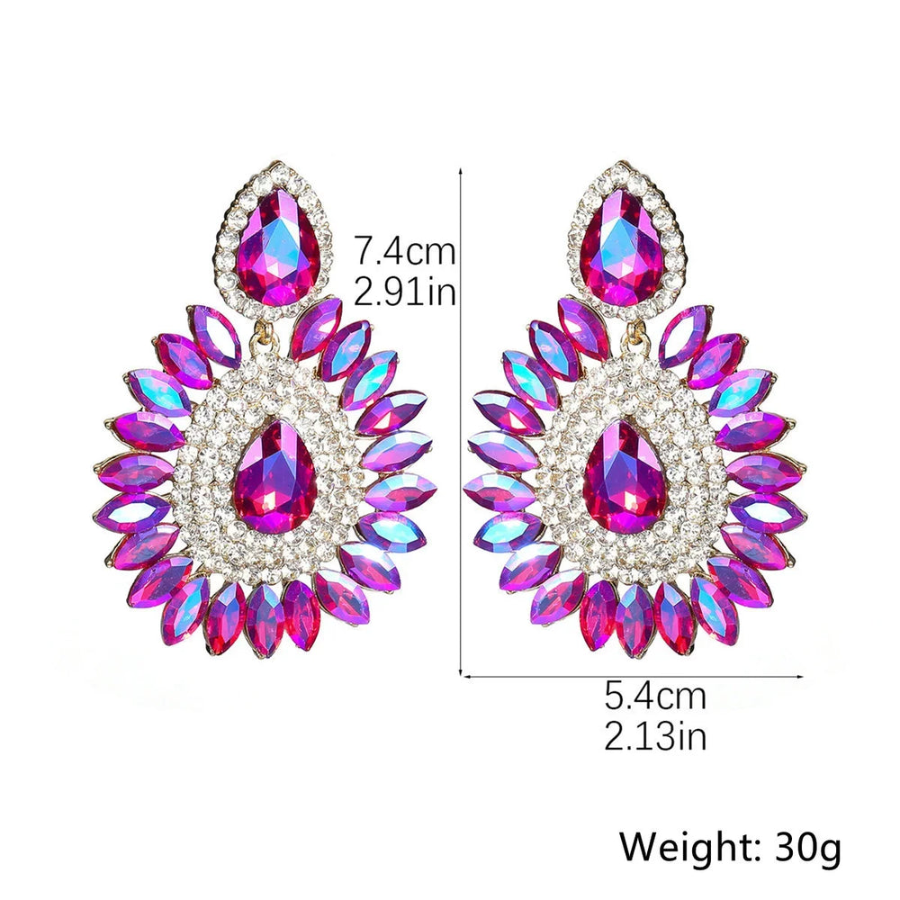 
                      
                        Pink Flower Crystal Rhinestone Water Drop Earrings Geometric Fashion Jewelry for Women
                      
                    