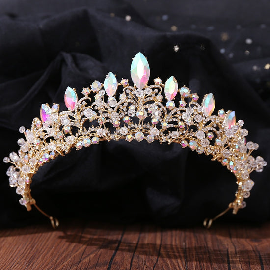 Color AB Crystal Bridal Tiaras Party Crystal Rhinestone Crowns
