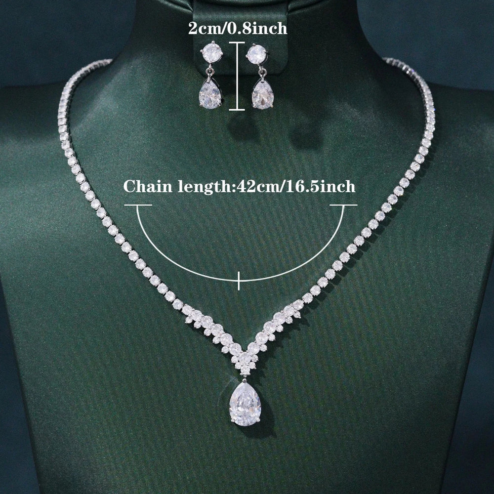 
                      
                        Cubic Zirconia Pendant 2PCS Necklace and Earrings Set  Wedding Jewelry Set
                      
                    