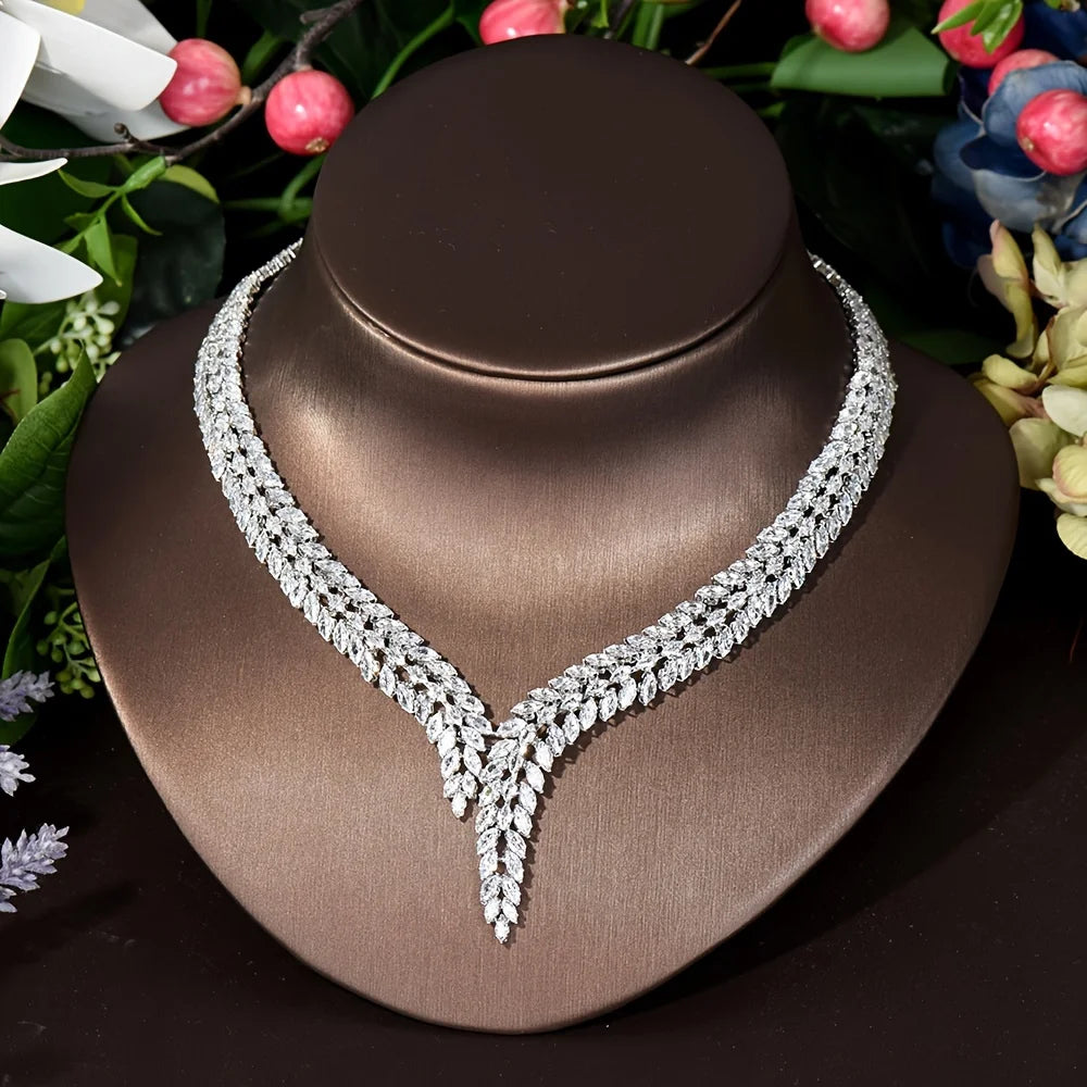 
                      
                        Cubic Zirconia Wedding Jewelry Set For Women Necklace Earring Bracelet, elevate your bridal look with this exquisite cubic zirconia jewelry set,
                      
                    