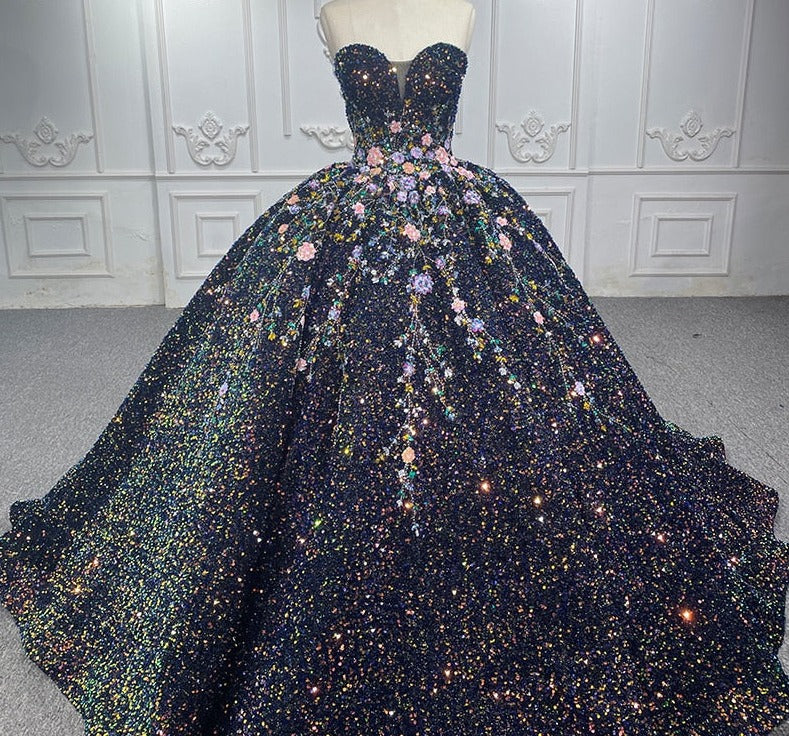 Luxury Black Quinceanera Ball Gown Dress