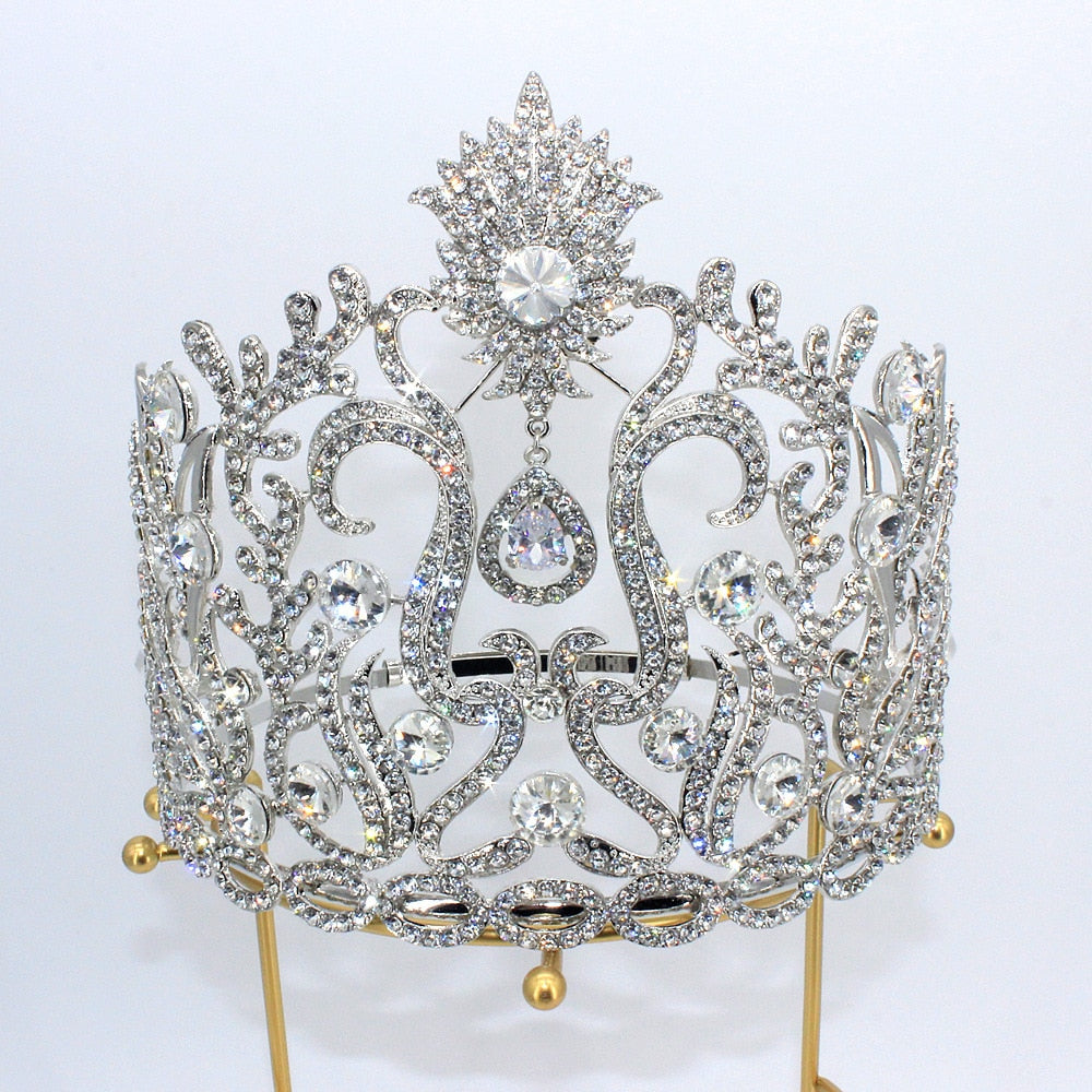 
                      
                        Luxury Miss Universe Big AB Crystal Rhinestone Round Tiaras Princess Pageant Crowns
                      
                    