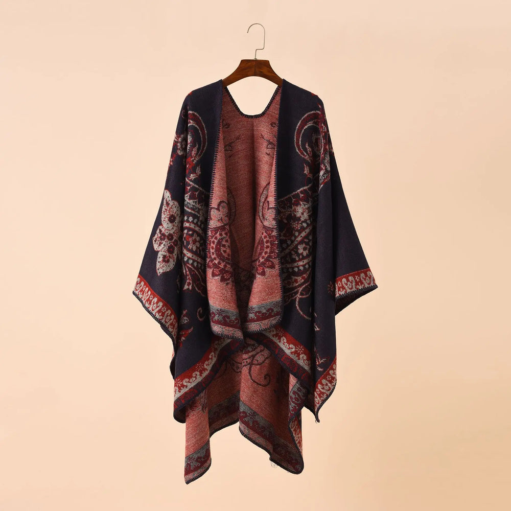 
                      
                        Autumn Winter Geometric Lattice Flower Pattern Shawl Poncho Cape For Women
                      
                    