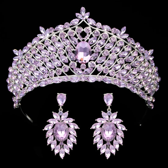 Crystal  Party Crown With Earrings Jewelry Set Hair Accessories