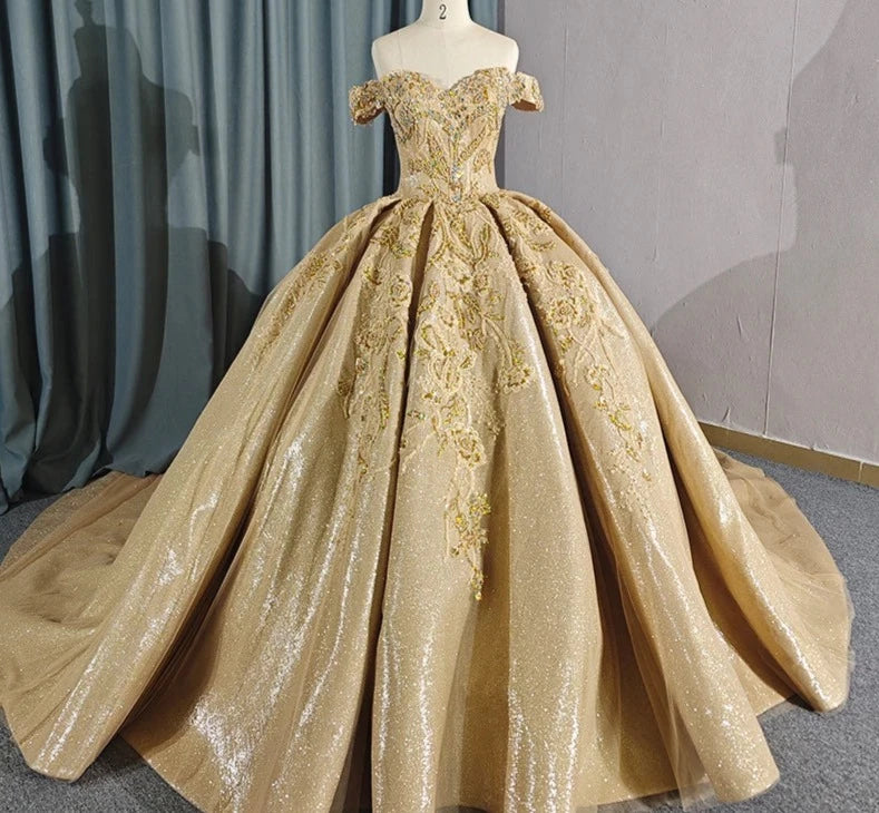 Ball Gown Quinceañera Dress Dress Pleat Gold