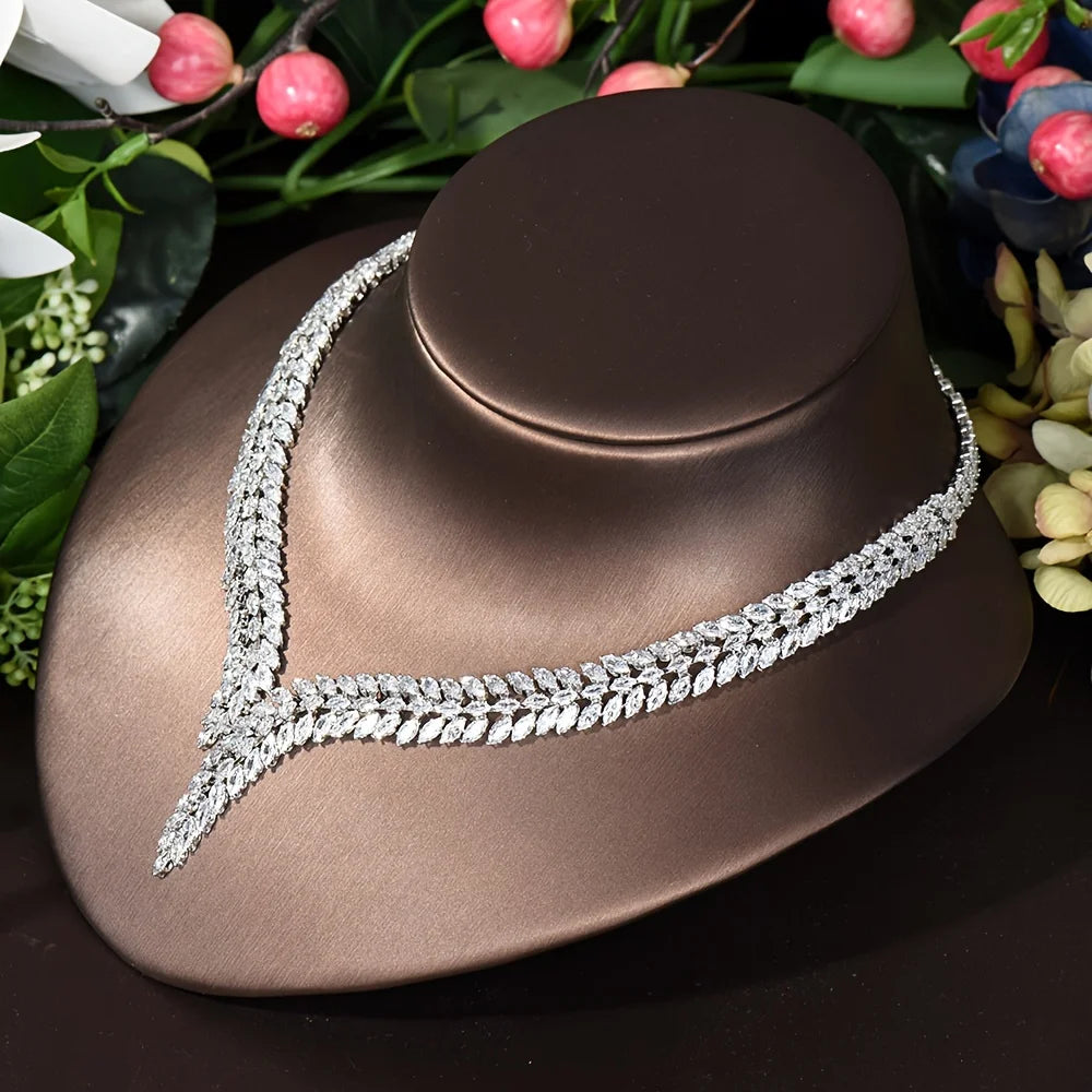 
                      
                        Cubic Zirconia Wedding Jewelry Set For Women Necklace Earring Bracelet, elevate your bridal look with this exquisite cubic zirconia jewelry set,
                      
                    