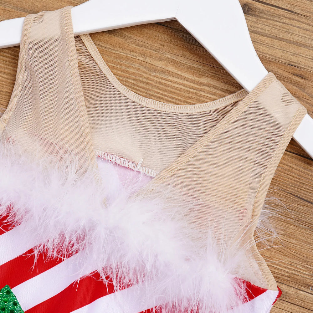 
                      
                        Girls Candy Cane Costume Pageant Party Fluffy Stripe Ballet Dance Leotard
                      
                    