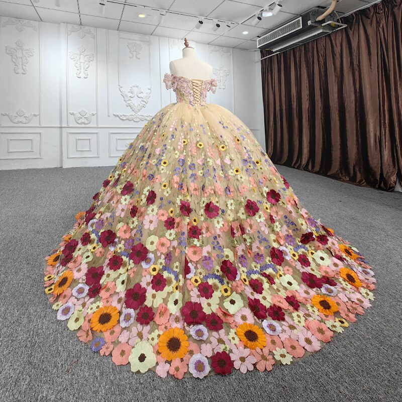 Quinceanera Flower Ball Gown Dress