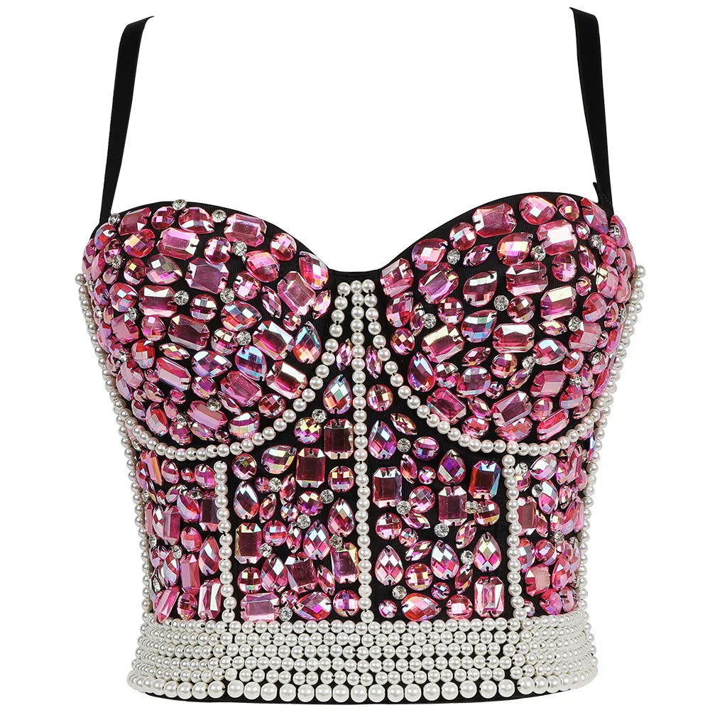 
                      
                        Rhinestone Diamond Sequin Tank Top Corset Crop Tops
                      
                    