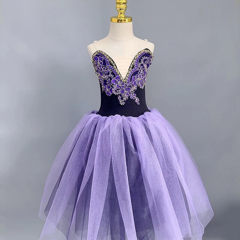 Purple Ballet Tutu Skirt Professional Girls Dance Performance Ballet Costumes