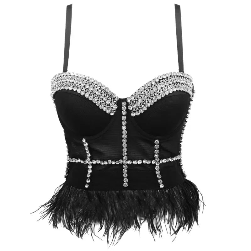 
                      
                        Rhinestone Diamond Sequin Tank Top Corset Crop Tops
                      
                    