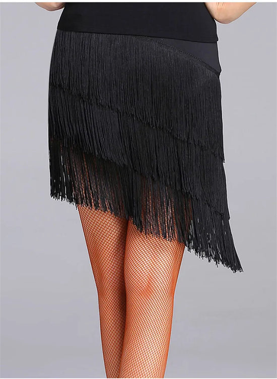 Load image into Gallery viewer, Women Latin Dance Skirt Tassels Fringes Competition Performance Costume
