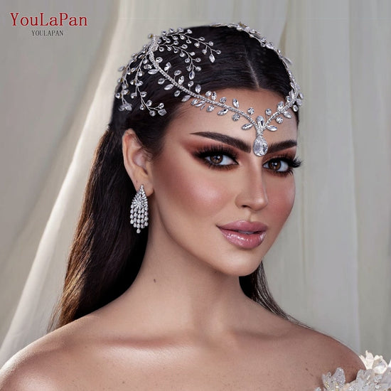 Crystal Rhinestone Wedding Forehead Headband Water Drop Bridal Tiara