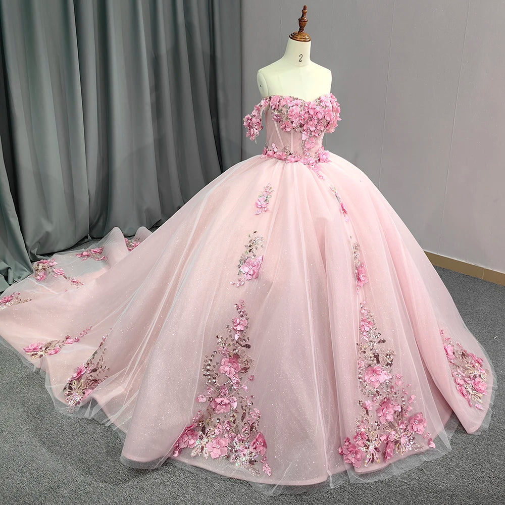 
                      
                        Pink Flower Quinceanera Dress
                      
                    