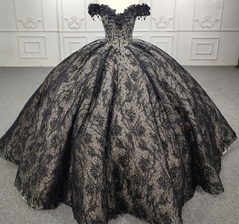 Quinceanera Black Ball Gown Dress