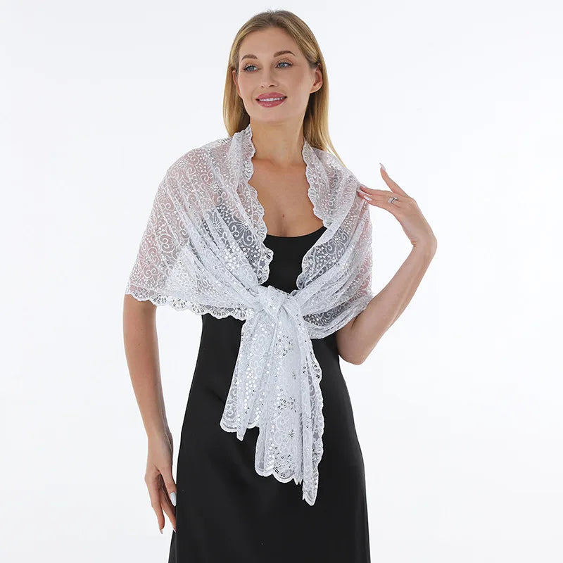 Sequined Embroidered Evening Dresses Shawl Sheer Hollow Wedding Wrap