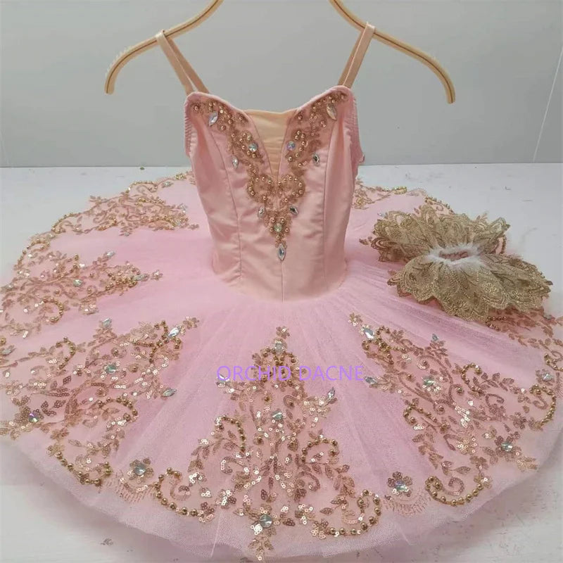 Unique Design Girls Performance Wear Pink Ballet Tutu Costume