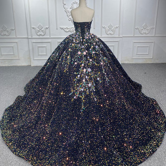 Luxury Black Quinceanera Ball Gown Dress