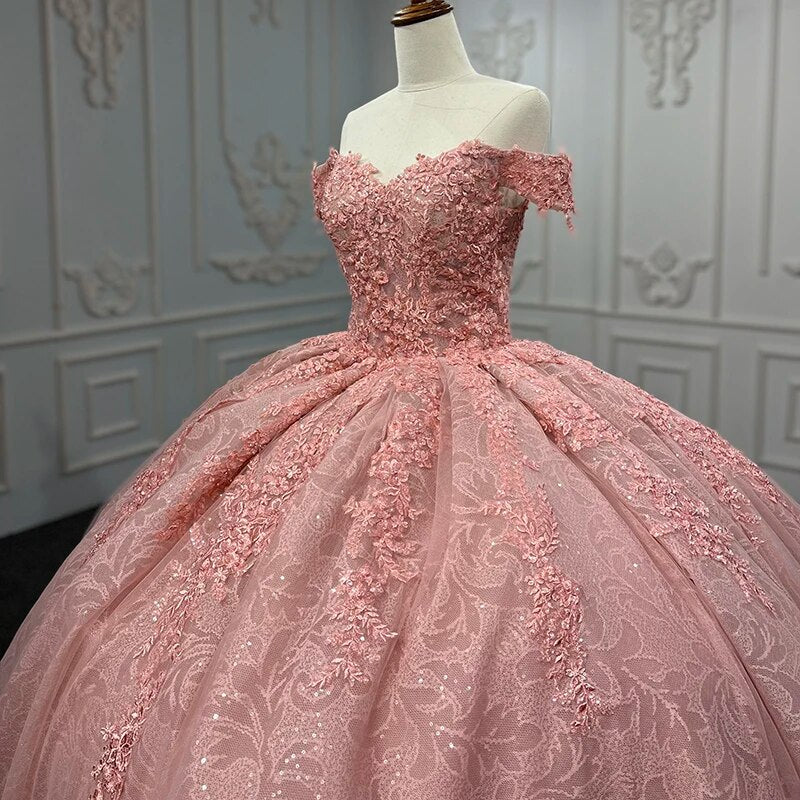 
                      
                        Quinceanera Pink Flower Ball Gown Dress
                      
                    