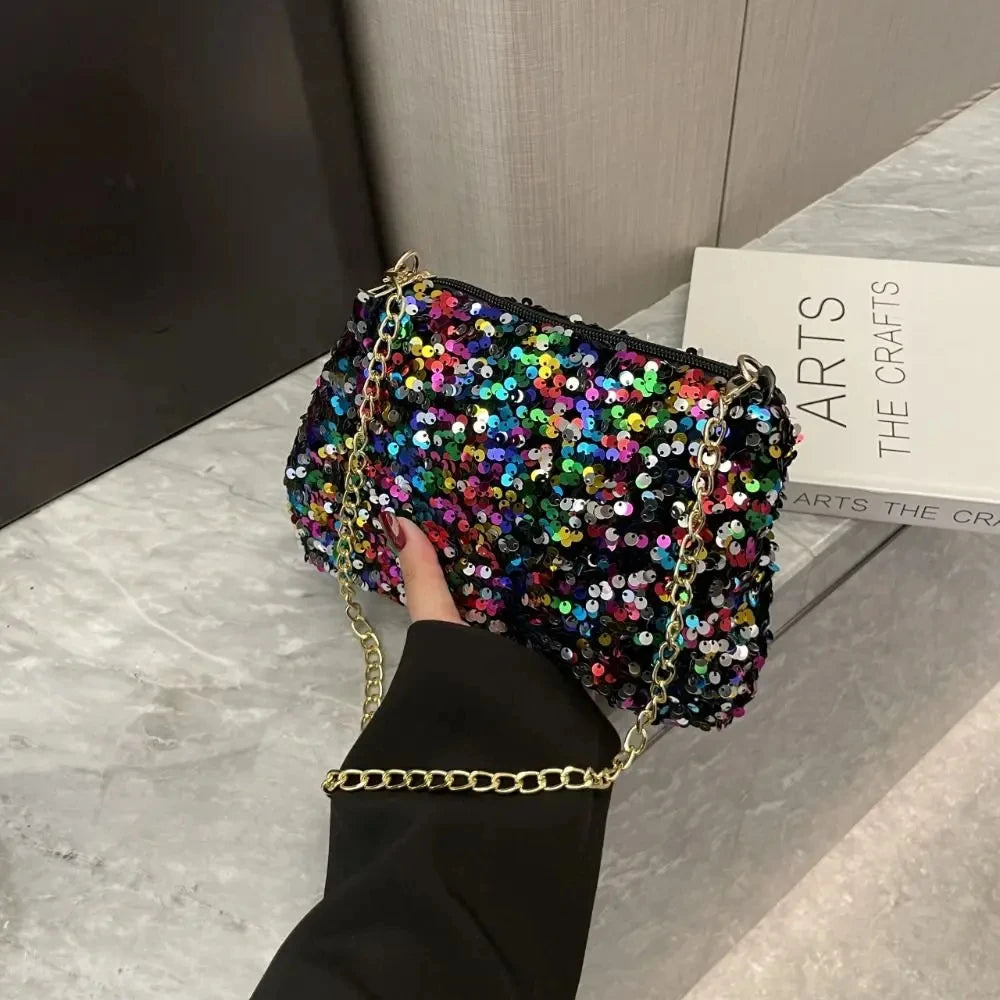 
                      
                        Sequins Crossbody Bag Simple Chain Small Handbag Evening Clutch
                      
                    