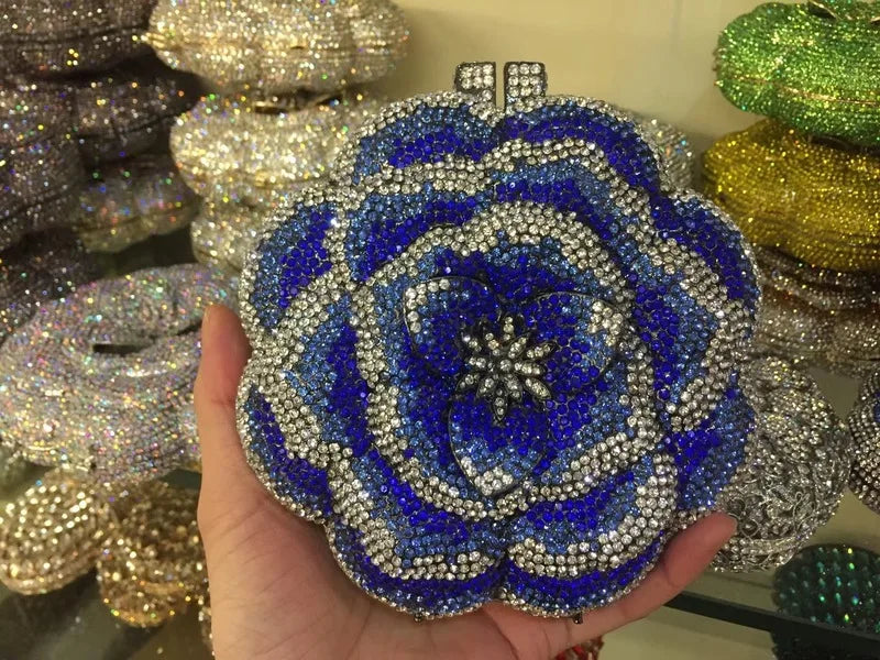 
                      
                        Crystal Rose Clutch Purse Rhinestone Evening Wedding Party Purse, elevate your evening with this exquisite rose floral mini clutch
                      
                    