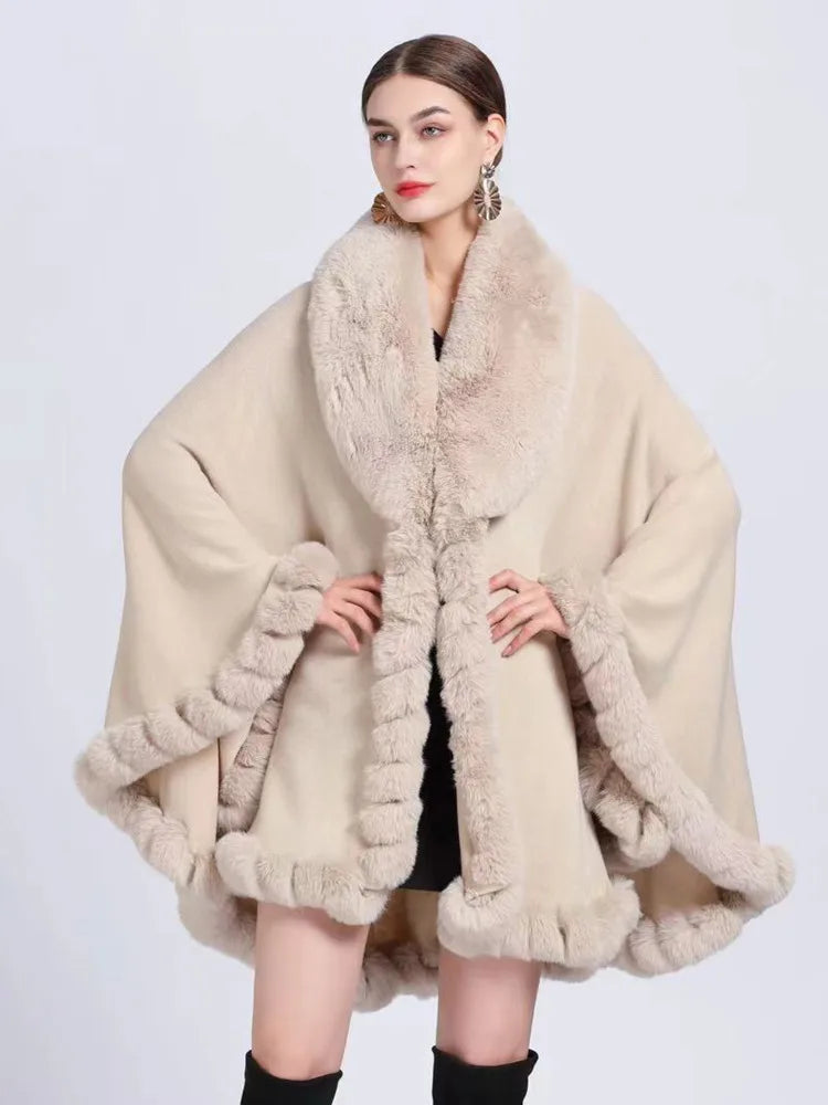 
                      
                        Elegant Imitation Rabbit Fur Cape Women Poncho Shawl Cloak
                      
                    