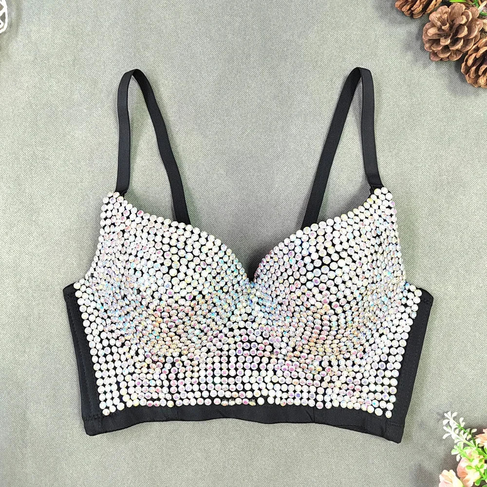 
                      
                        Rhinestone Diamond Sequin Tank Top Corset Crop Tops
                      
                    