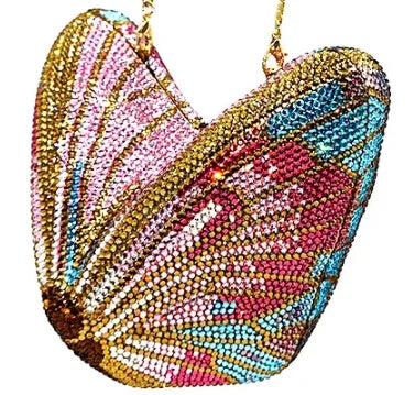 
                      
                        Colorful butterfly-shaped clutch bag mini purse for formal events with crystal beadwork 
                      
                    