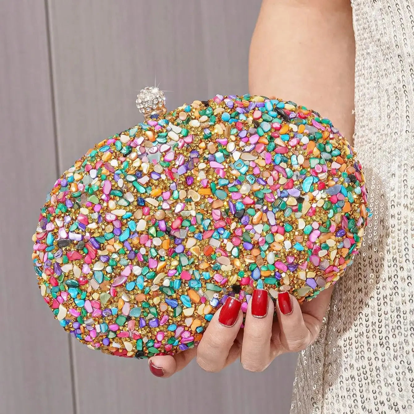 Bohemian Style Crystal Party Purse Rhinestones Evening Bag Mini Purse, elevate your evening ensemble with this exquisite circular evening bag