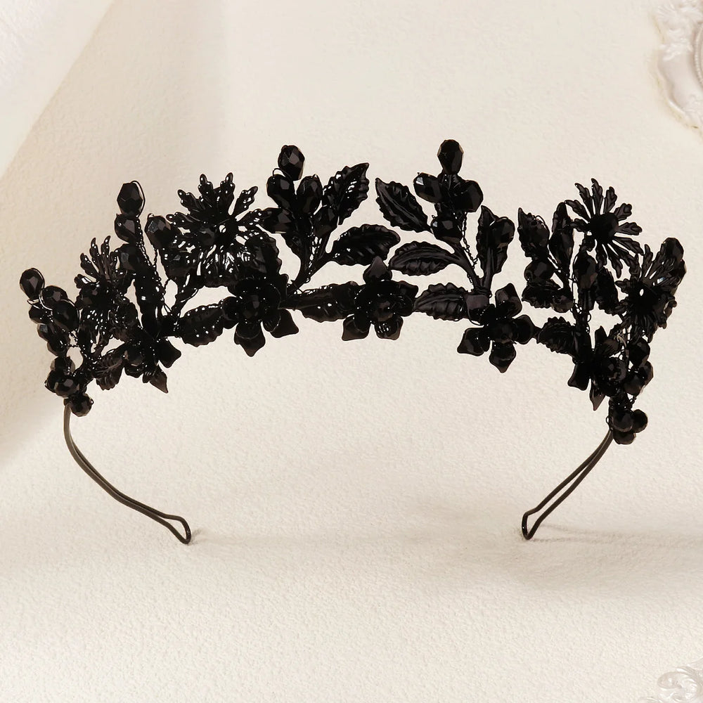 
                      
                        black and red tiara crowns crystal bead on metal frame, party hair accessory
                      
                    