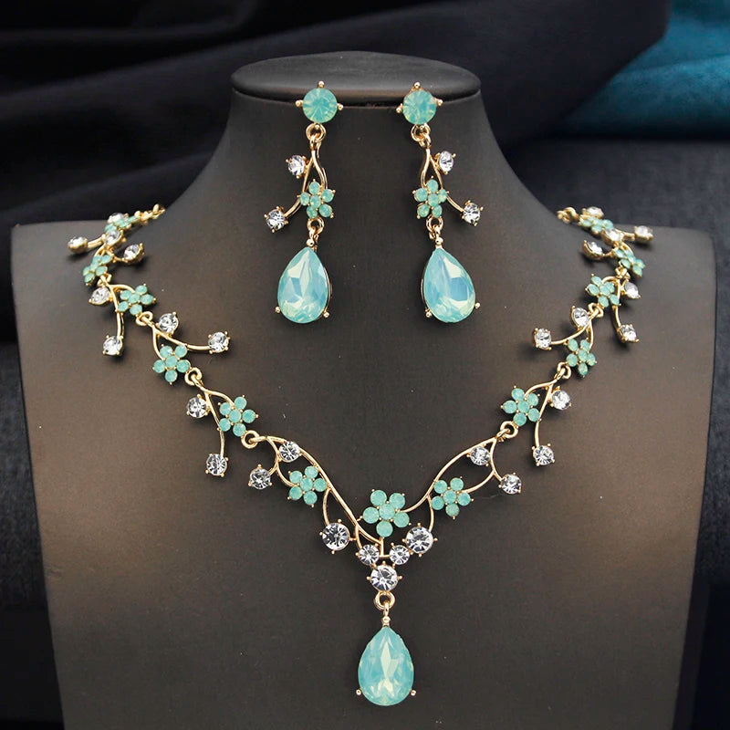 Crystal Rhinestone Bridal Jewelry Set Wedding Necklace Earrings, elevate your bridal look with this exquisite jewelry set, featuring shimmering crystal rhinestones 