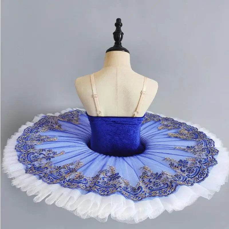 
                      
                        Girls Blue Embroidered Pancake Tutu Ballerina Dance Costume
                      
                    