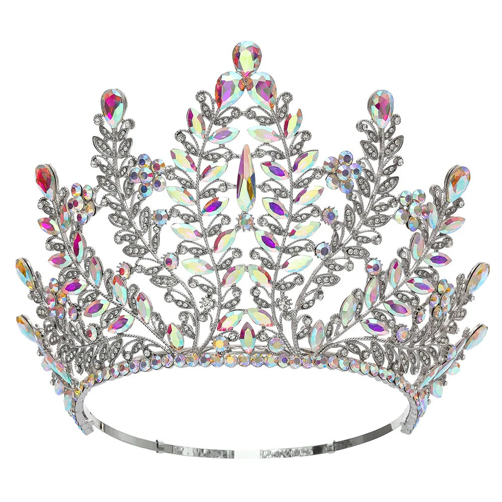 Crystal Tiara Beauty Pageant Champion Crown Full Round Metal Base, this stunning crystal tiara stands nearly 6 inches tall,