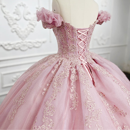 Exquisite Pink Ball Gown Dress – TulleLux Bridal Crowns & Accessories