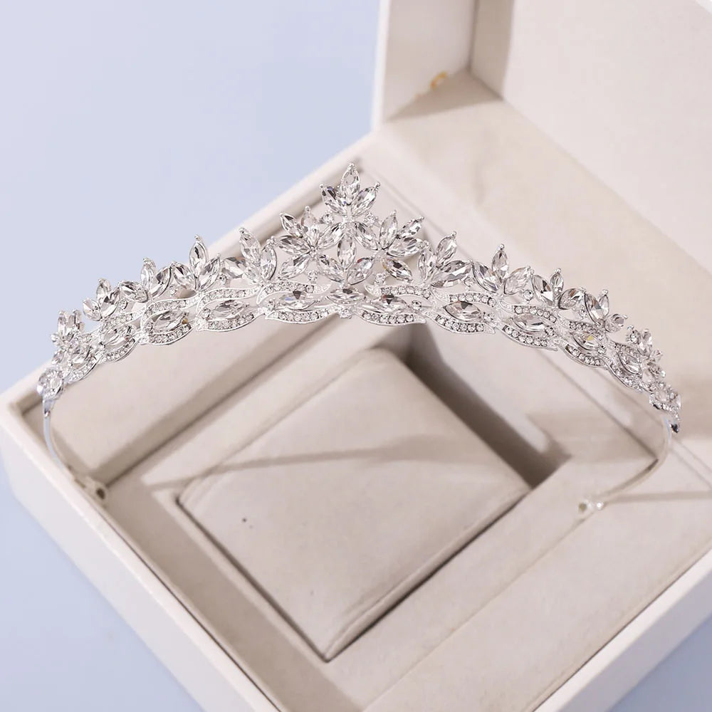 
                      
                        Leaf Rhinestone Tiara For Women Party Wedding Bridal Prom Crystal Crown
                      
                    