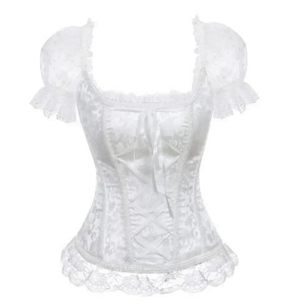 
                      
                        Corset Tops for Women Off-Shoulder Sleeves Vintage Victorian Retro Lace Bustiers
                      
                    