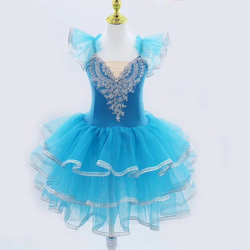 Ballet Tutu Skirt For Girls Tulle Long Dress Performance Ballerina Costumes