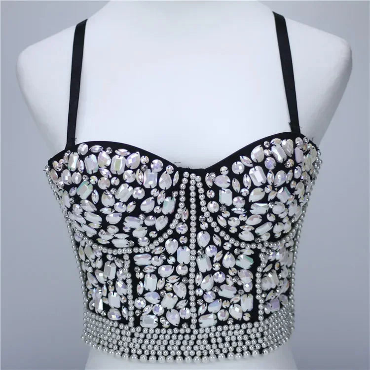 
                      
                        Rhinestone Diamond Sequin Tank Top Corset Crop Tops
                      
                    